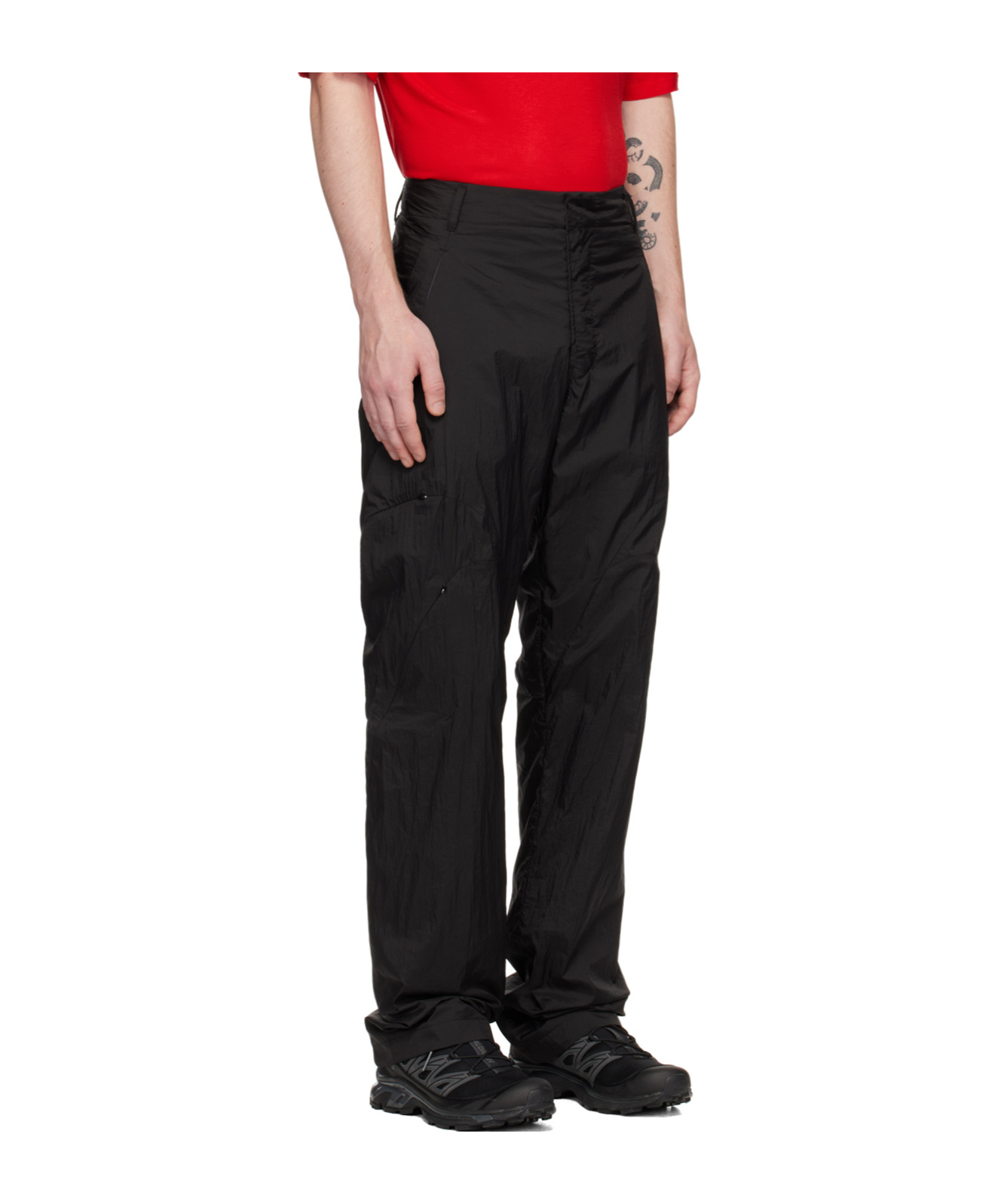 Post Archive Faction (paf) Taffeta Zipper Casual Pants In Black