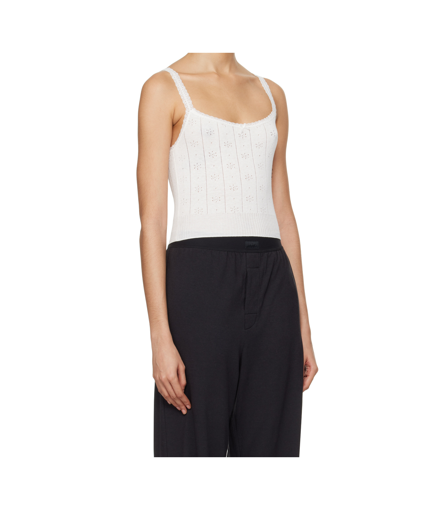 Skims White Sweater Pointelle Camisole In White