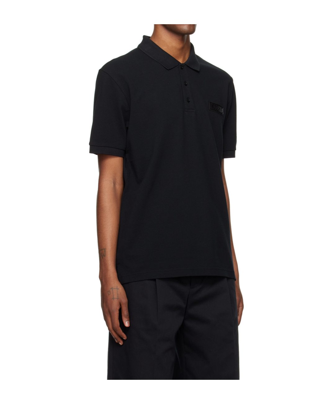 Moschino Buckle Short Sleeve Polo Shirt In Black