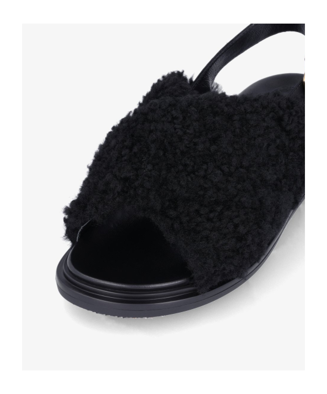 Marni Shearling Fussbett Slingback Sandals In Black