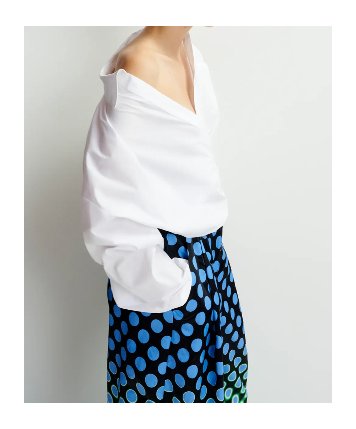 Essentiel Antwerp Wrap-effect Cotton Blouse With Deep V-neck In White