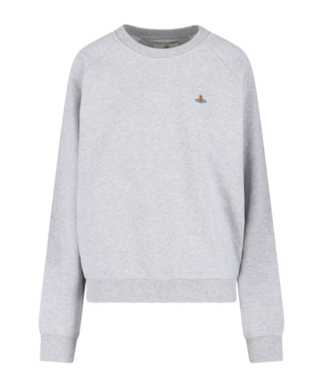 Vivienne Westwood Relaxed Fit Long-sleeve Cotton Sweatshirt With Embroidered Logo In Gray