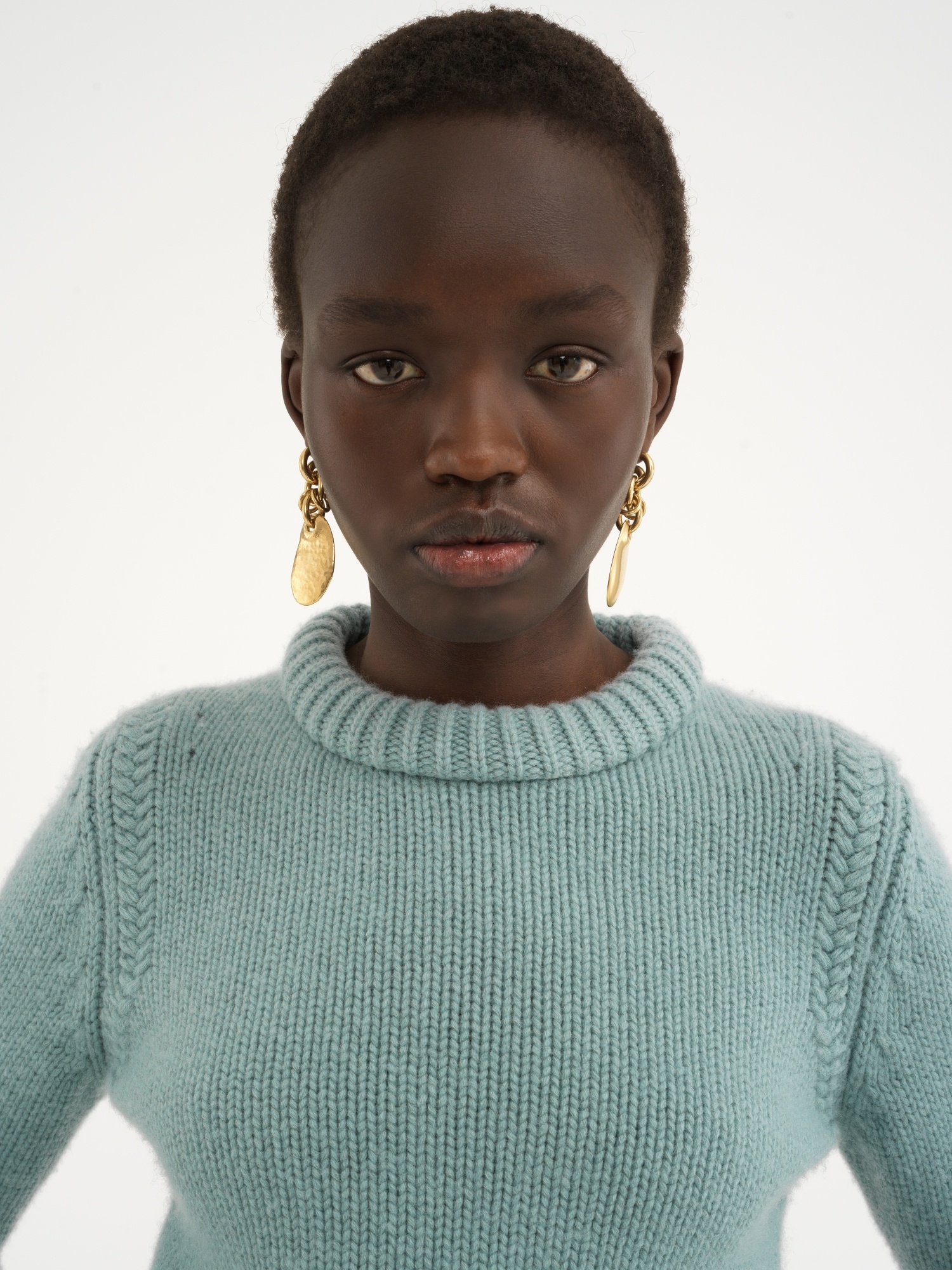 Shop Chloé Long-sleeved Wool Sweater In Green