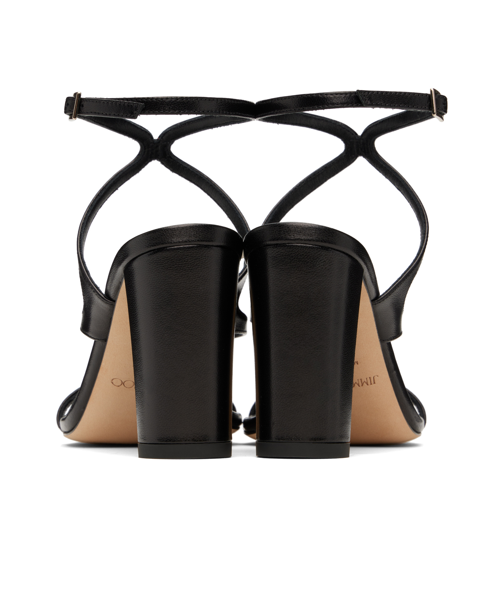 Jimmy Choo Brown Leather Azie 85 Sandals In Black