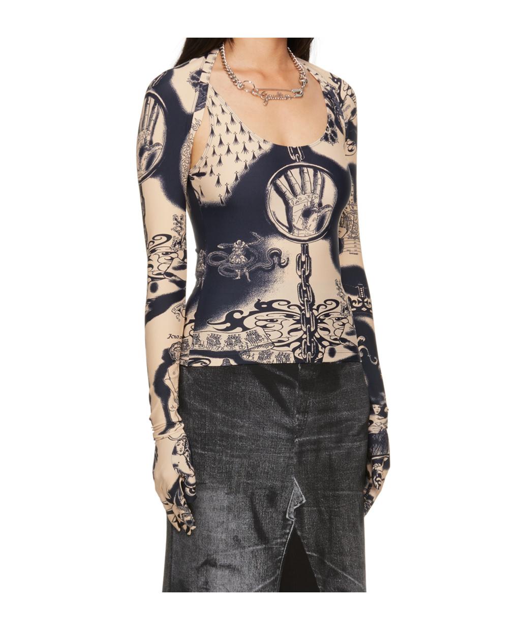 Jean Paul Gaultier Long-sleeved Cardigan In Black