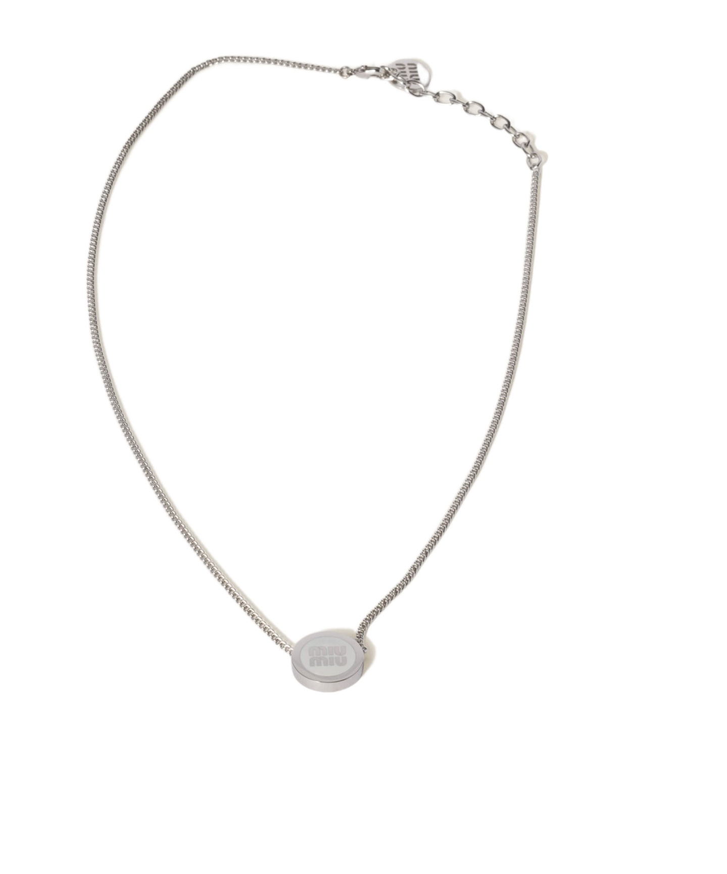 Miu Miu Pendant Necklace In White