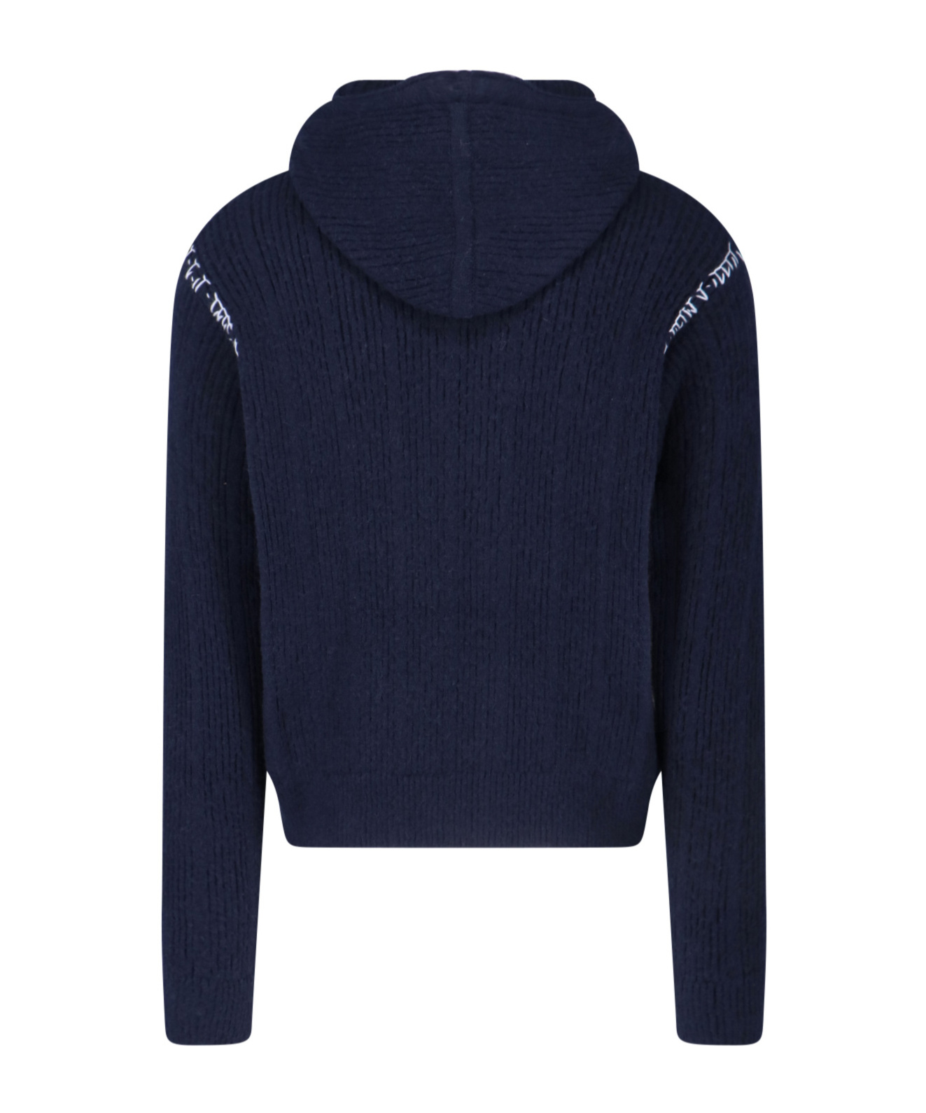Marni Hooded Sweatshirt With Embroidered Detail And Ribbed Texture In Black