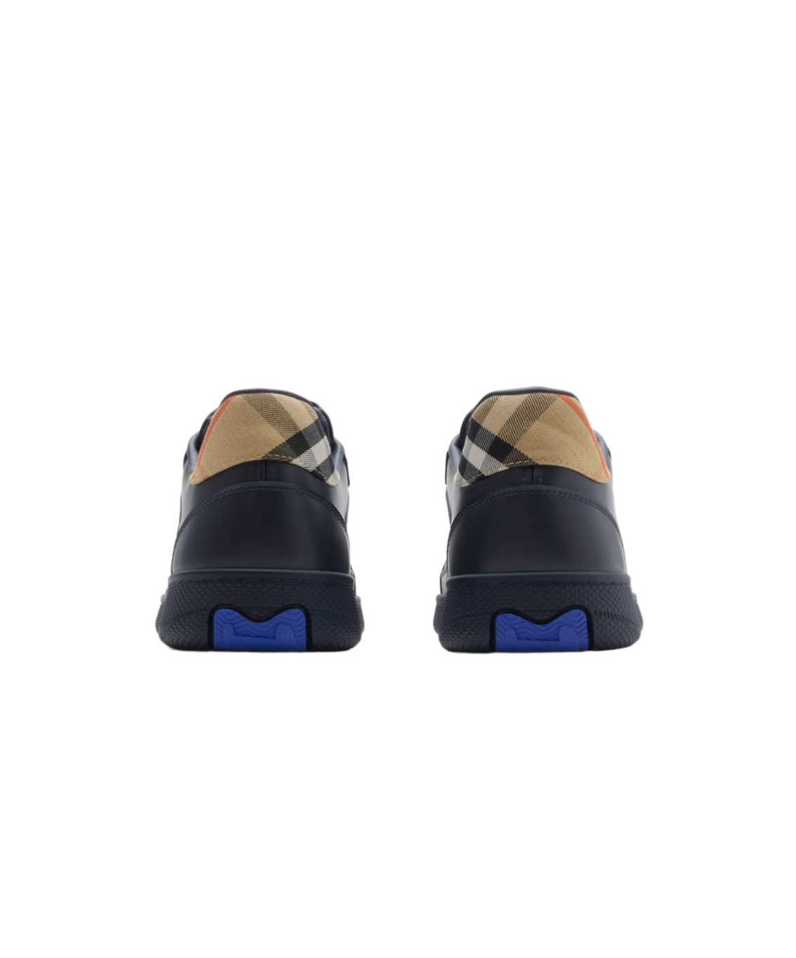 Burberry Indigo Blue Leather And Check Sneaker Terrace
