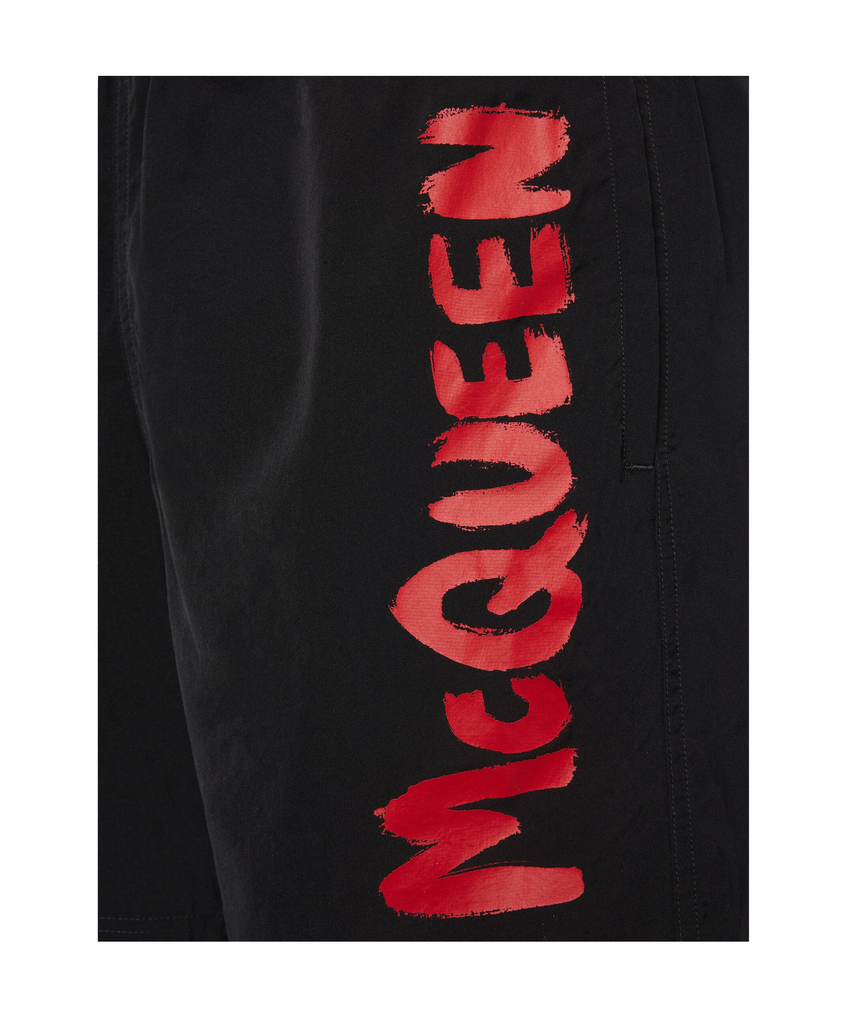 Shop Alexander Mcqueen Logo-print Swim Shorts In Black