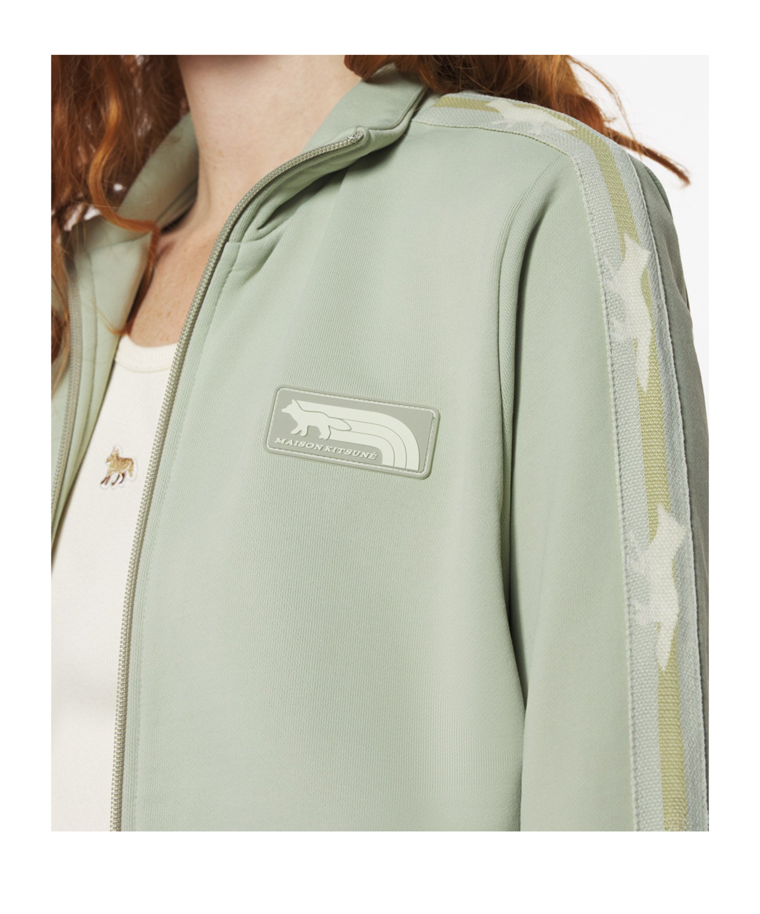 Maison Kitsuné Flash Fox Zipped Blouson In Green