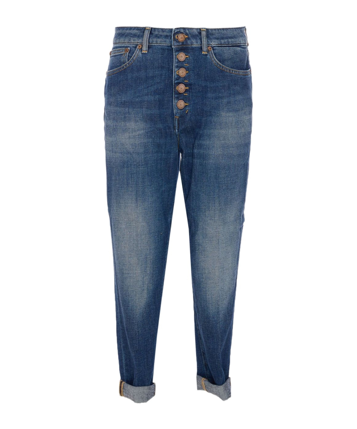 Dondup Trousers Loose Fit Rolled Cuffs In Blue