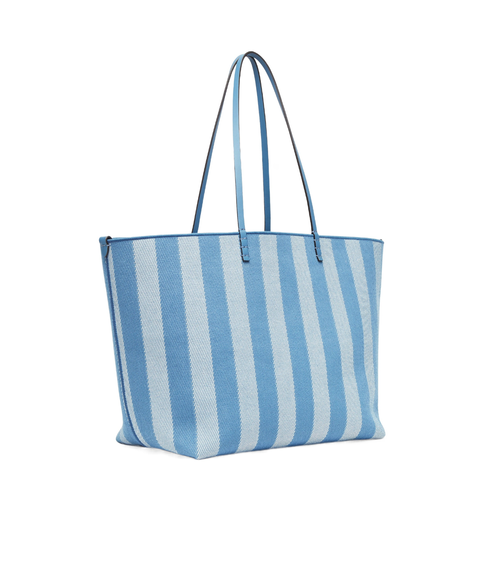 Fendi Blue Reversible Roll Large Shopper In Blue