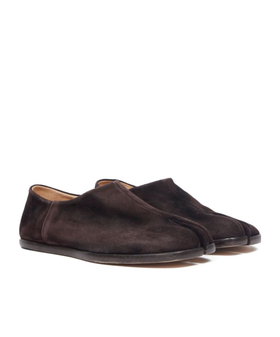 Maison Margiela Tabi Split-toe Suede Collapsible-heel Loafers In Brown