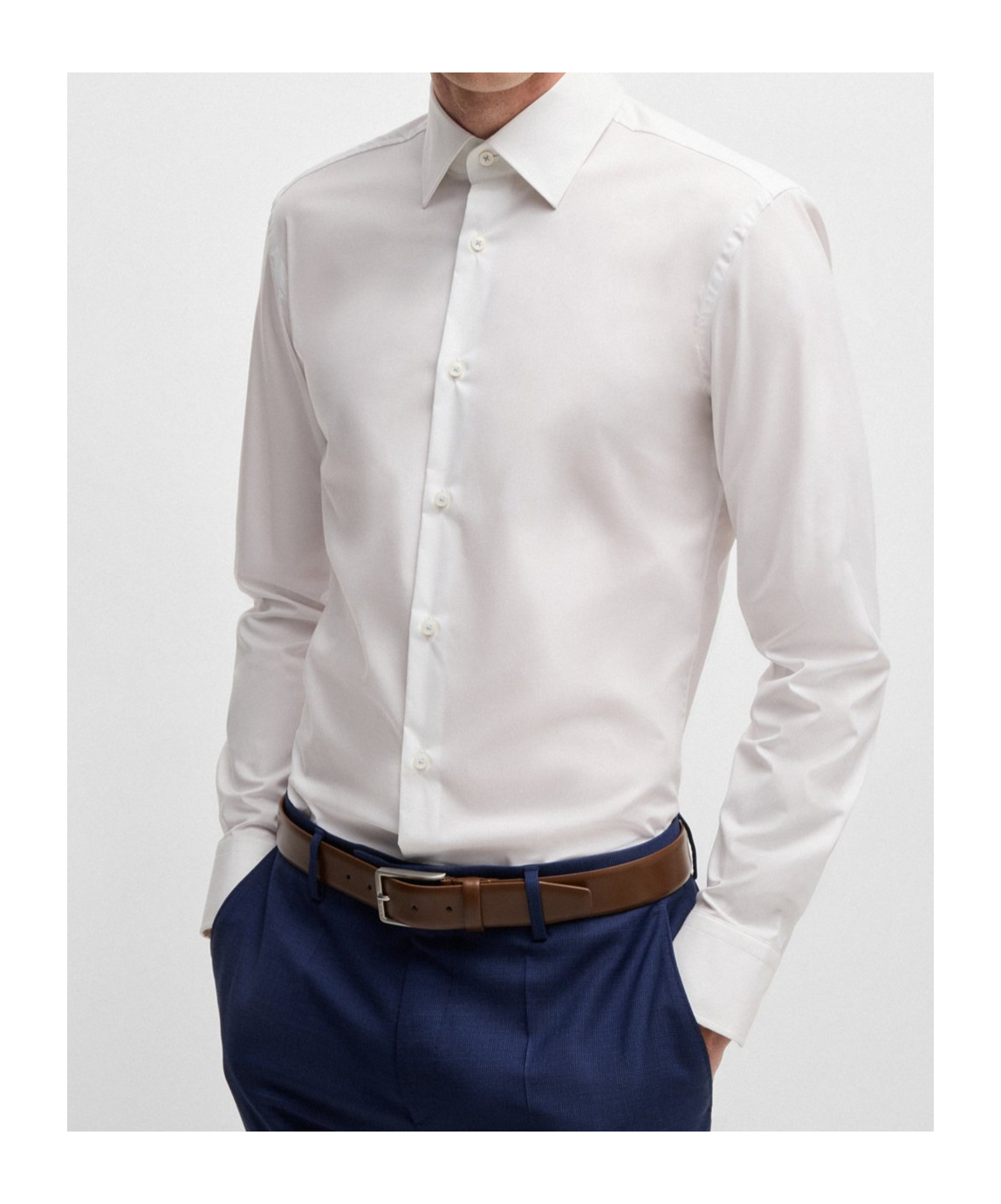 Shop Hugo Boss Poplin Shirt In White