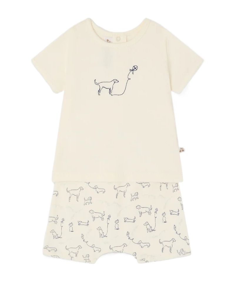 Bonpoint Kids' Fanilo Dog-print Shorts Set (set Of Two) In White