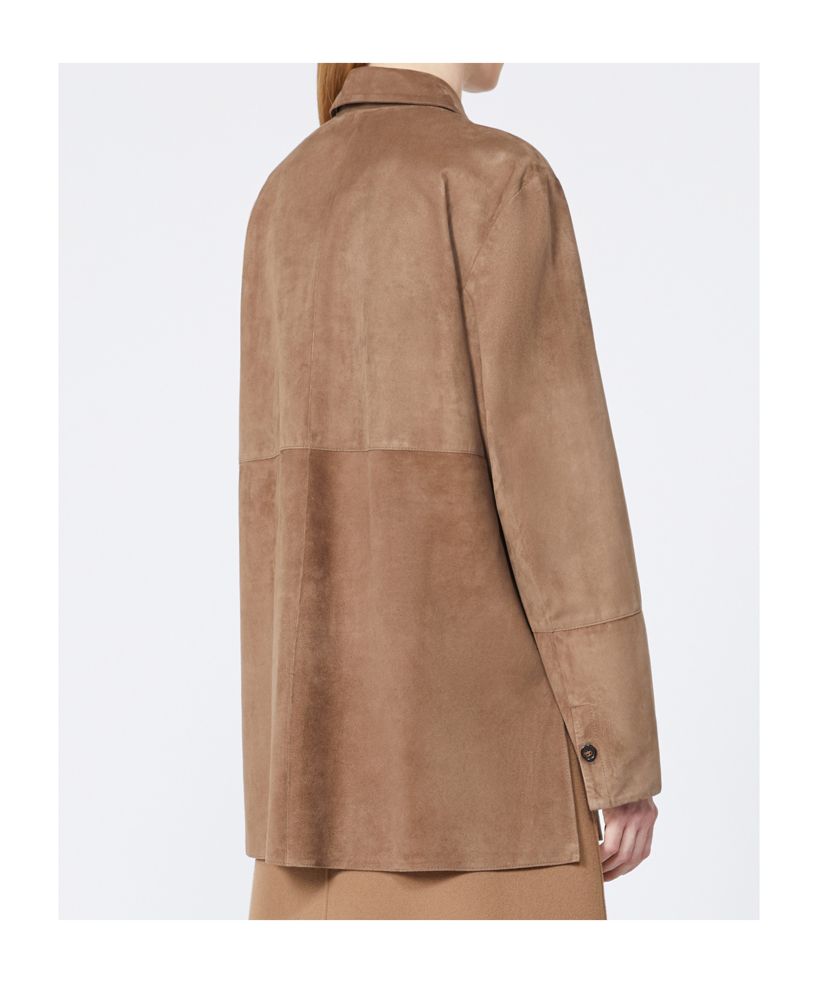 Max Mara Long Sleeve Leather Jacket In Brown