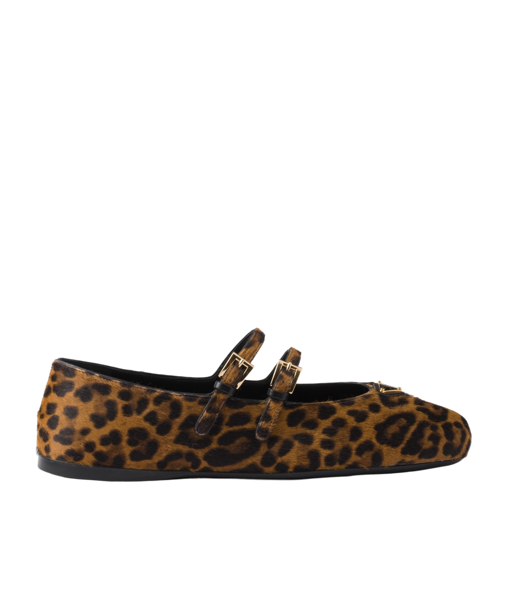 Prada Leopard Print Double Strap Ballet Flats In Animal Print