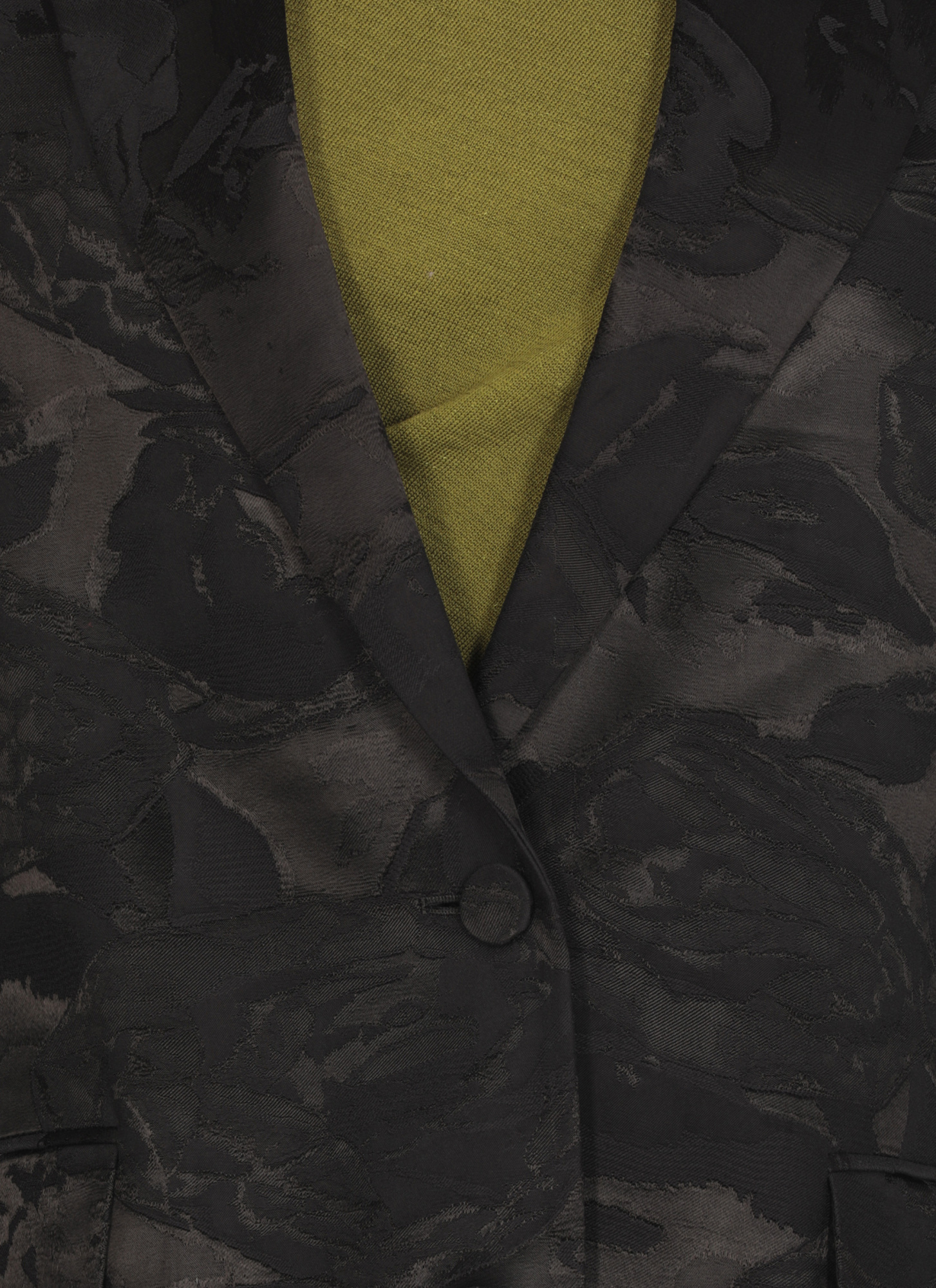 Dries Van Noten Basti Floral Jacquard Oversize Satin Blazer In Black
