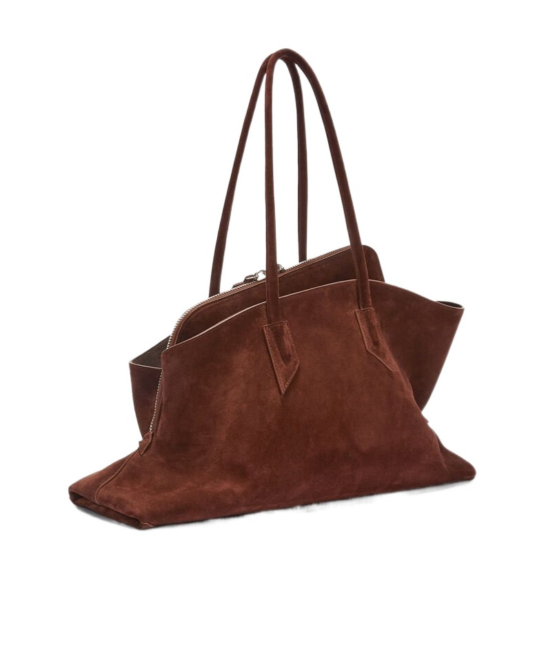 Attico Medium La Passeggiata Suede Tote Bag In Brown