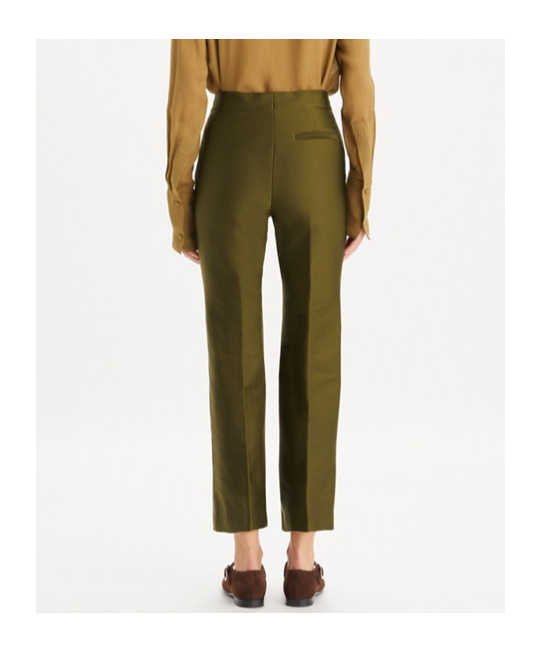 Shop Tory Burch Twill Trouser In Dark Olive