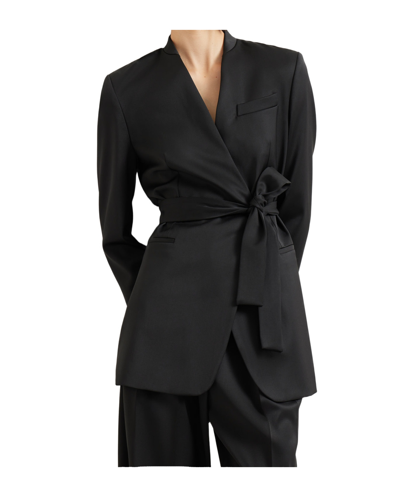 Brunello Cucinelli Belted Wrap Blazer In Black