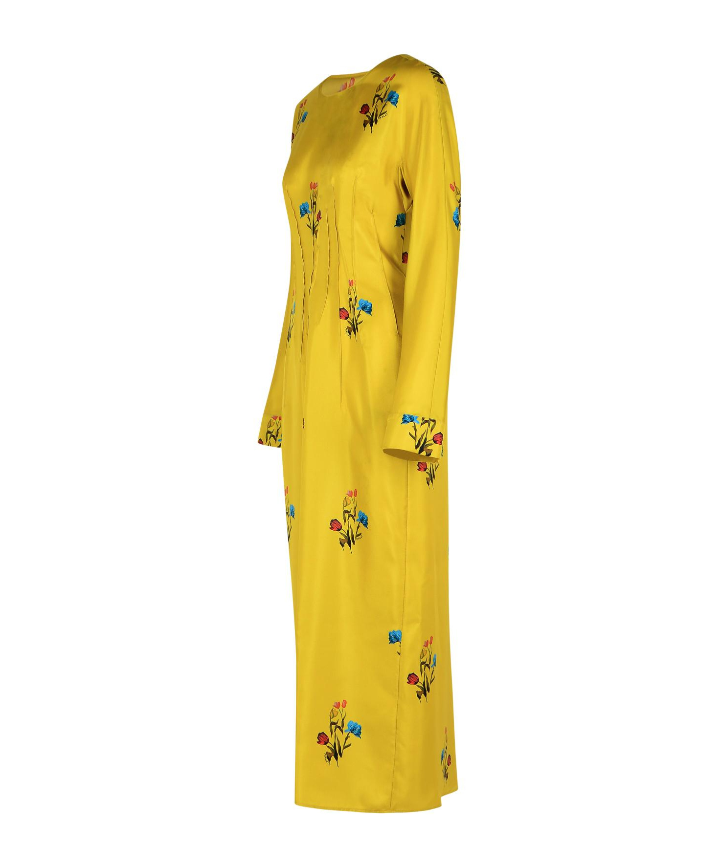 Marni Silk Dress With Long Sleeves And Embroidery In Yellow