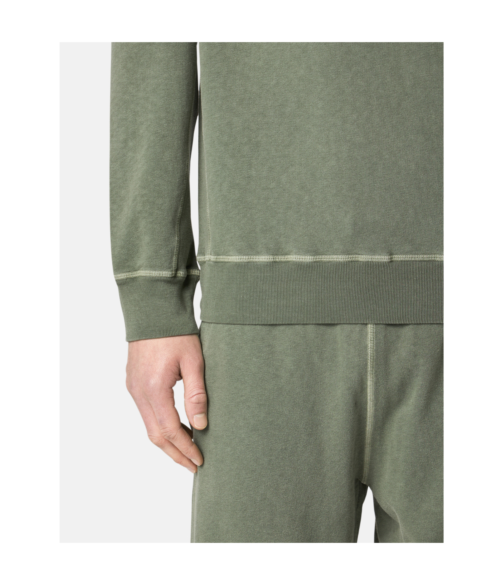 Stone Island Green Crewneck Sweatshirt With Logo Patch On The Sleeve In Cotton Man In Green