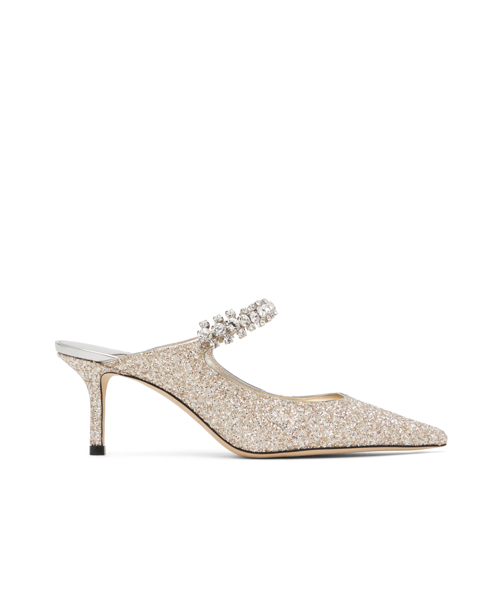 Jimmy Choo Gold Bing 65 Mules In Nude