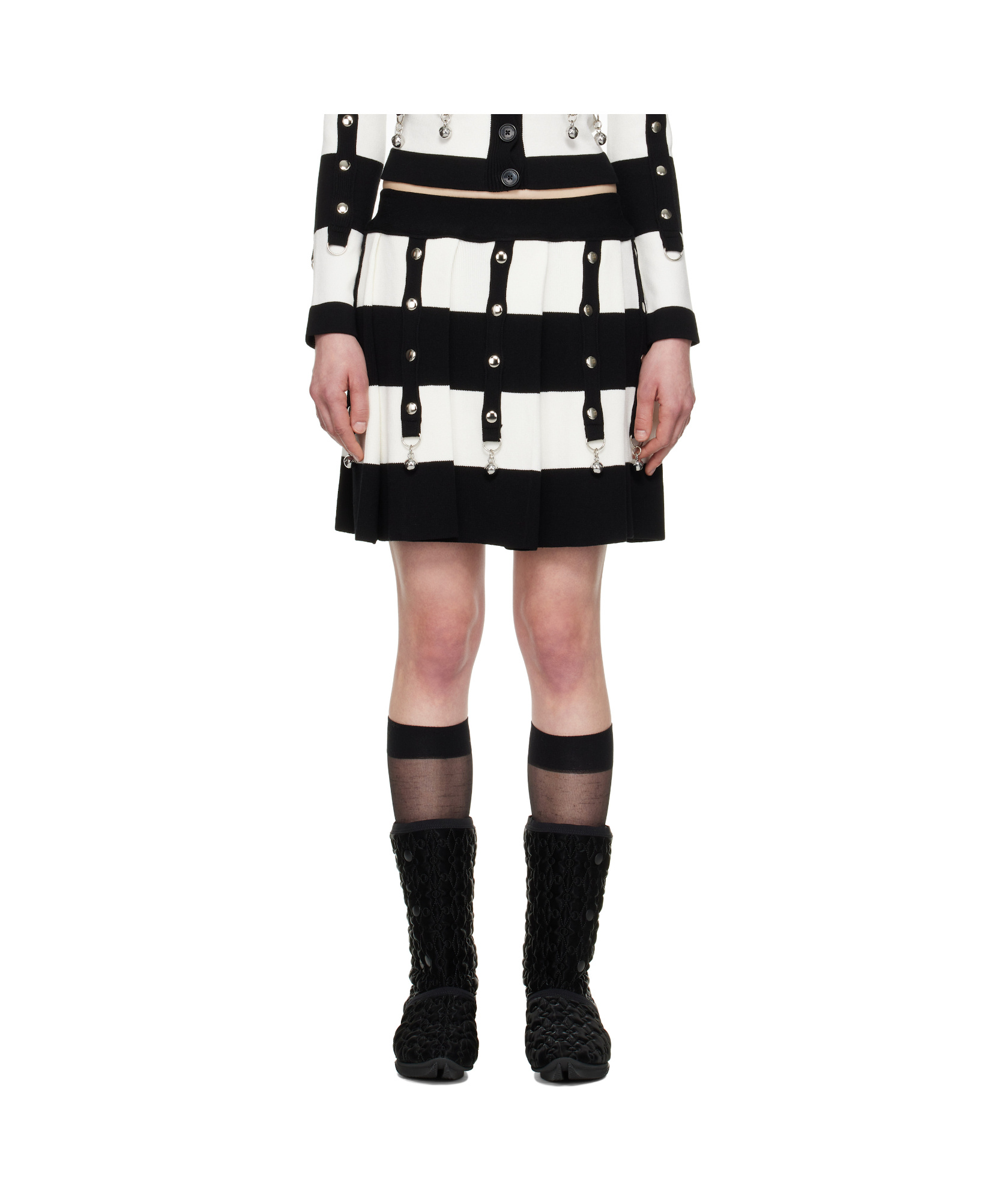 Chopova Lowena Black & White Kip Mini Skirt In Black/cream