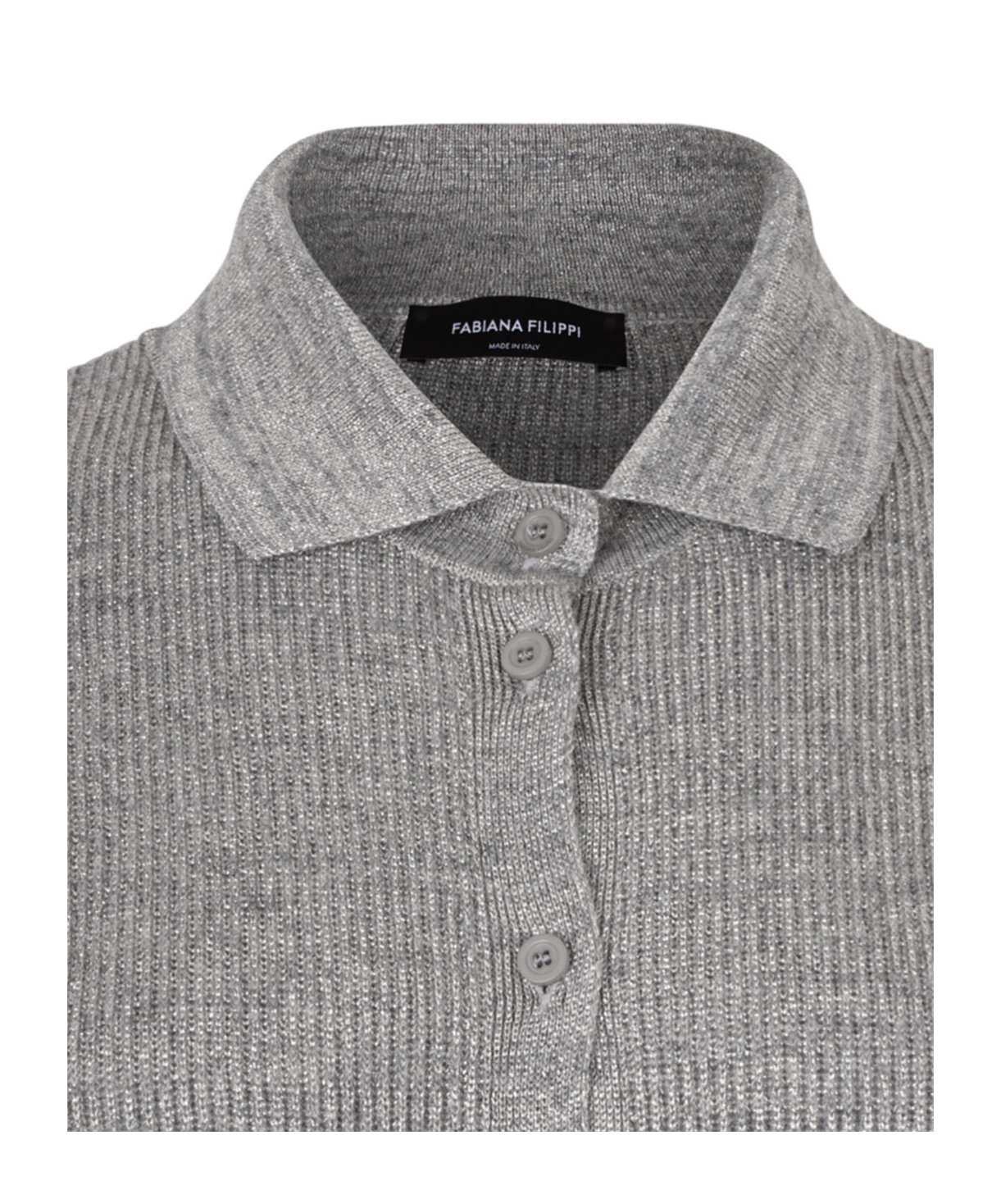 Fabiana Filippi Long-sleeved Knitted Cardigan In Gray