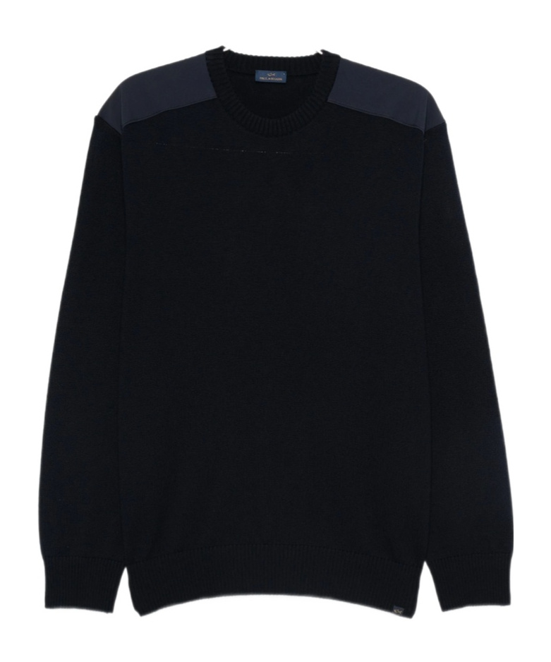 Paul & Shark Wool Shoulder-patch Jumper In Blue