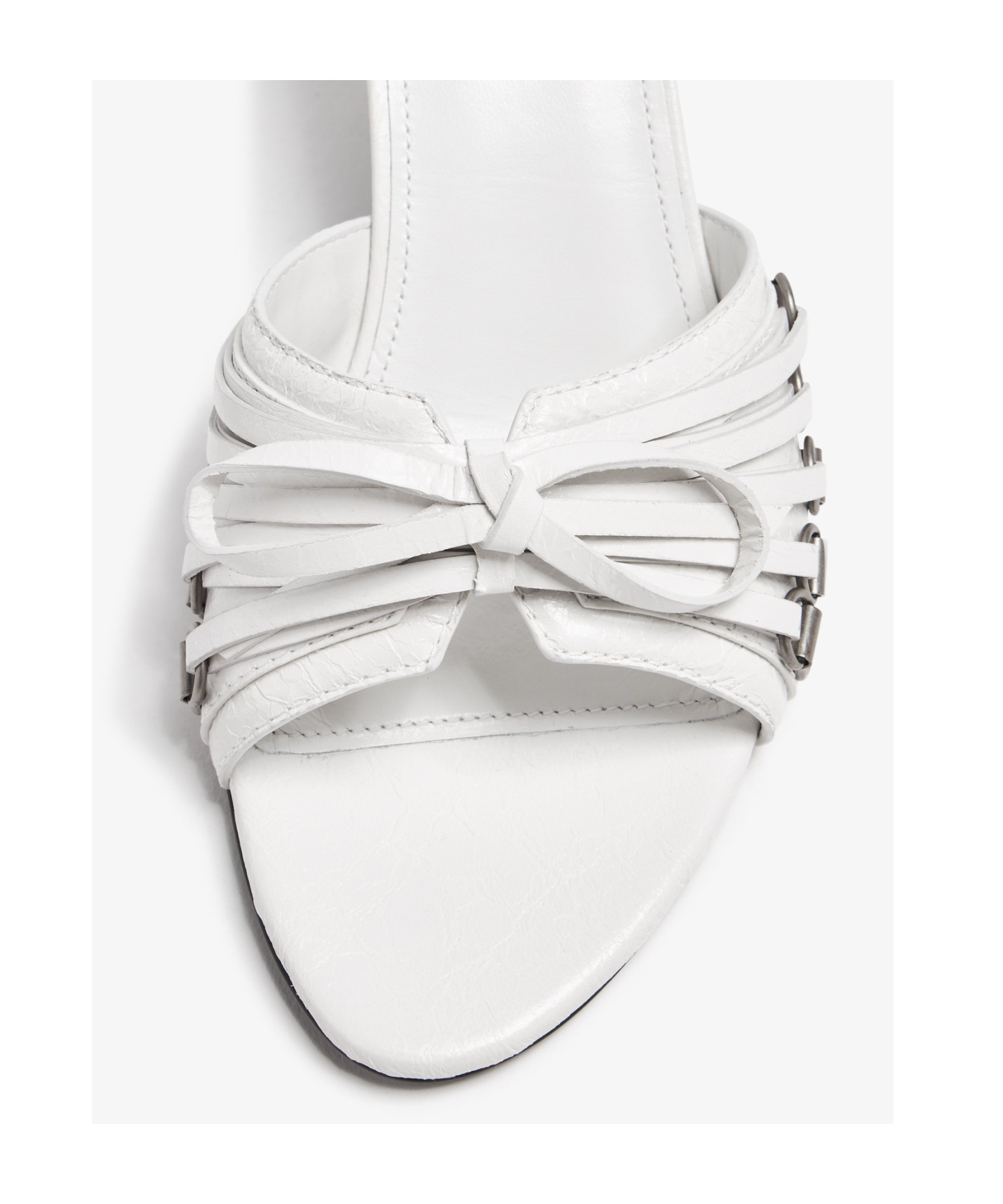 Balenciaga Open Toe Cagole Mules With Lace-up Design 6cm In White