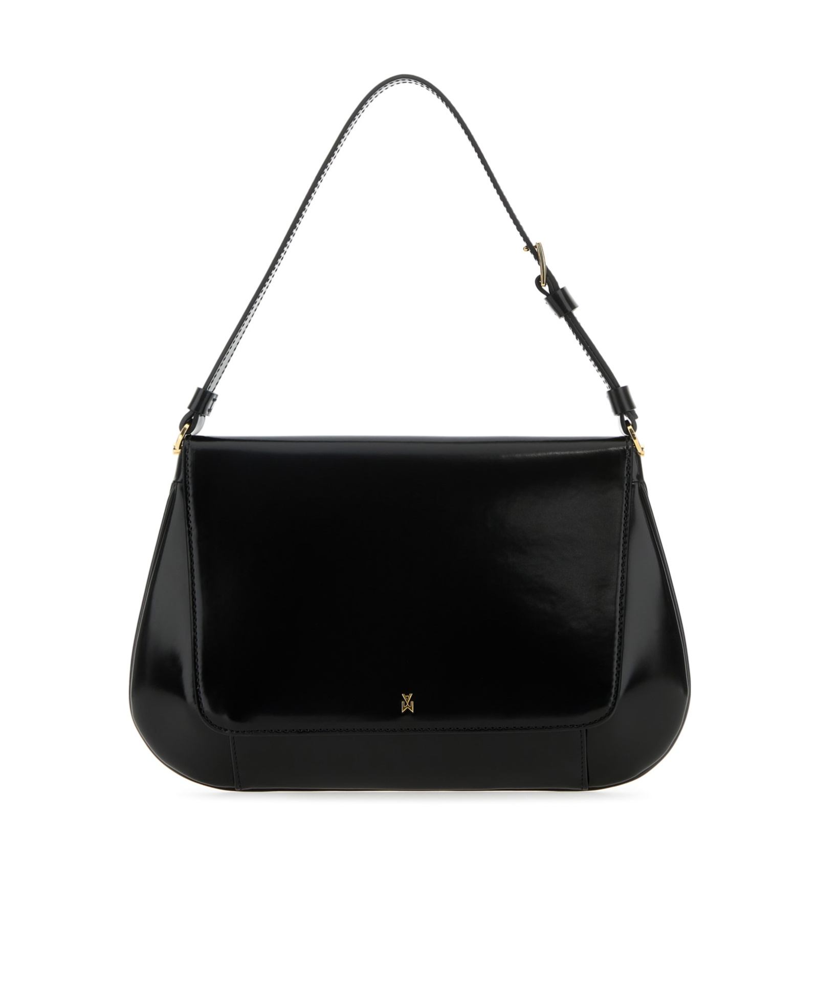 Amina Muaddi Leather Handbag With Curved Base And Reptile Motif Embossing In Black