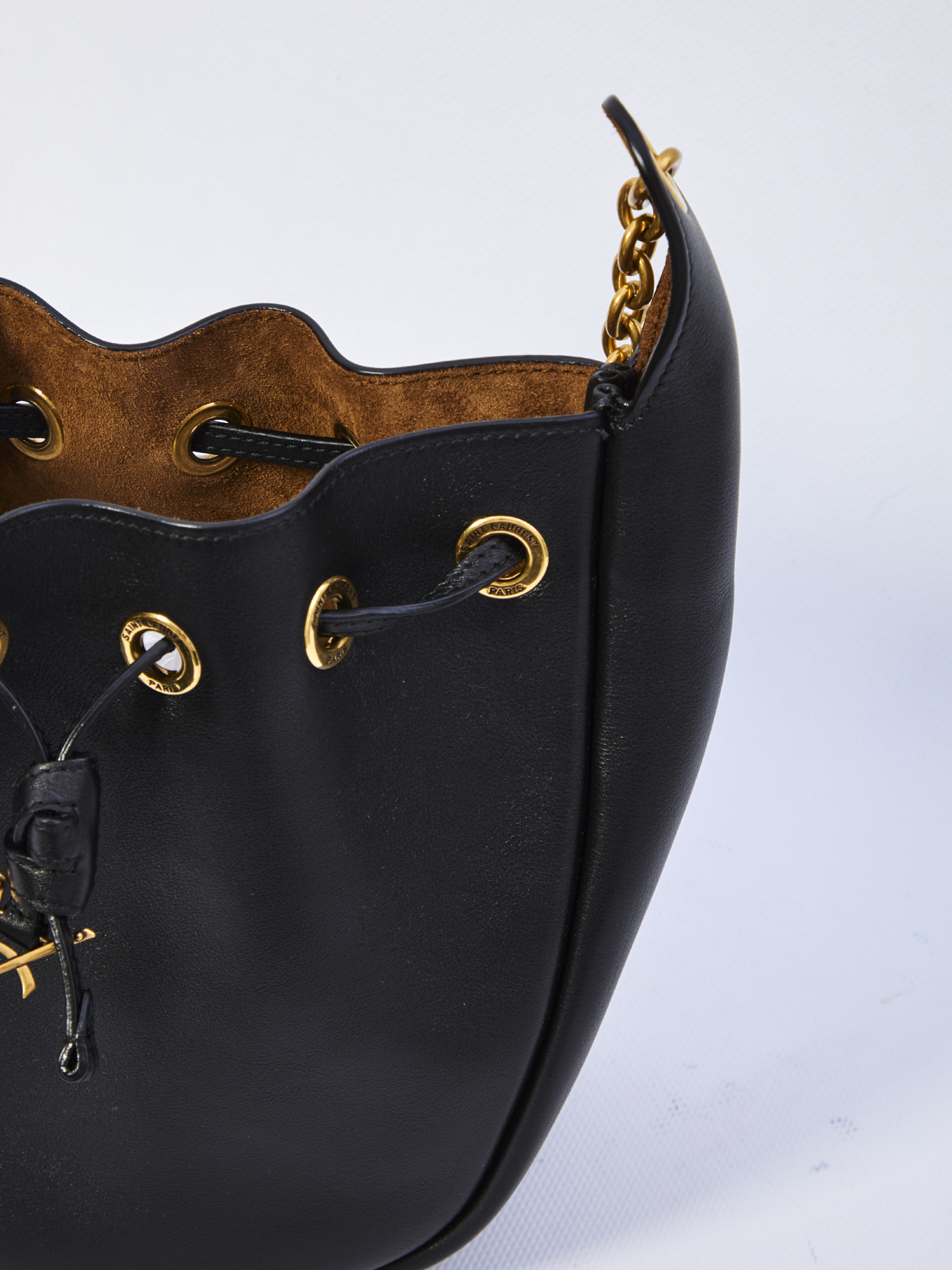 Saint Laurent Logo Bucket Bag In Black