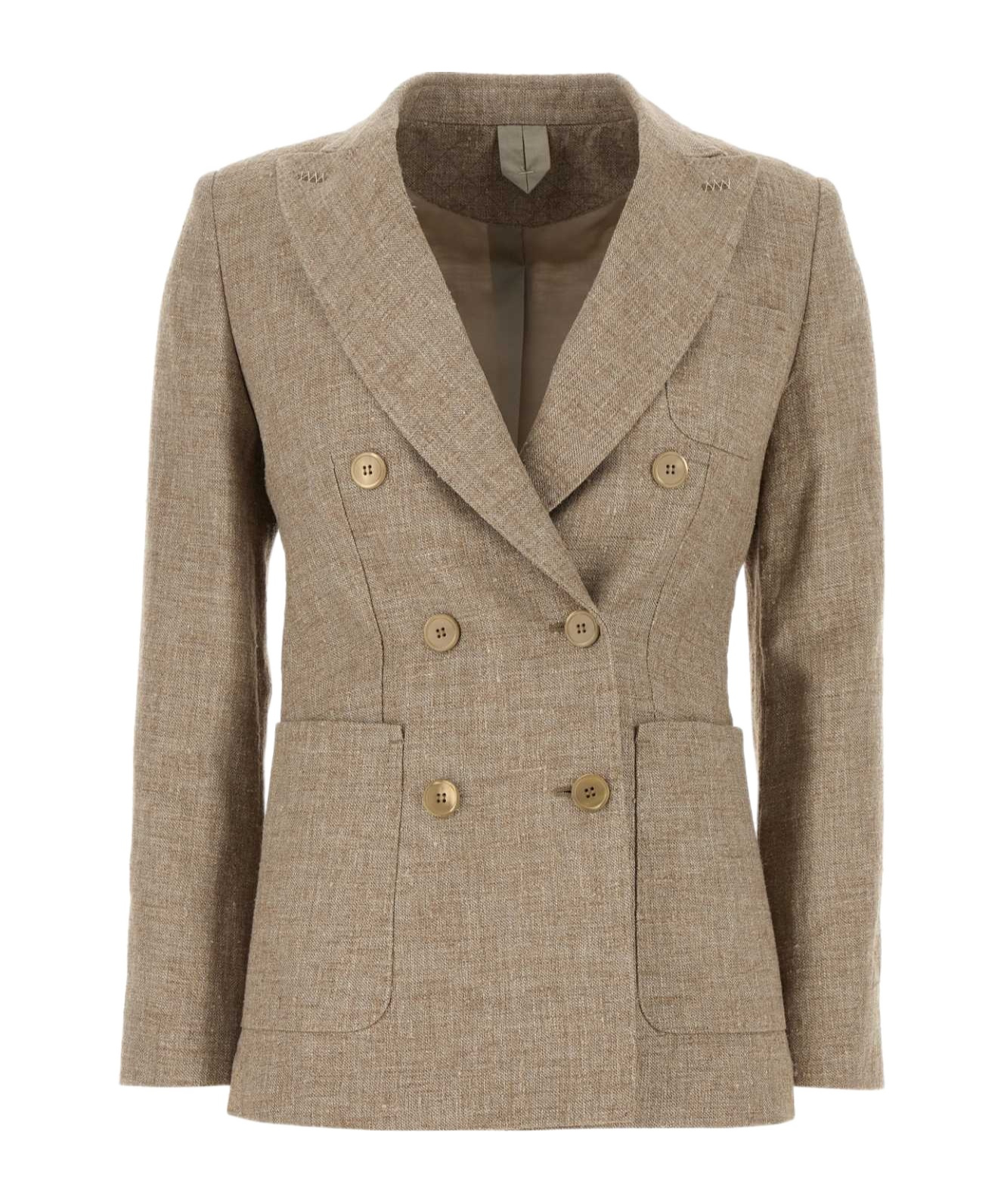 Max Mara Lapel Long-sleeved Suit Coat In Nude
