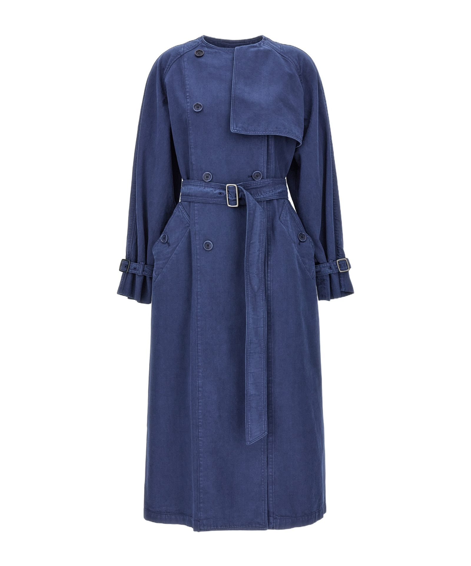 Max Mara Calao Long Denim Trench Coat In Blue