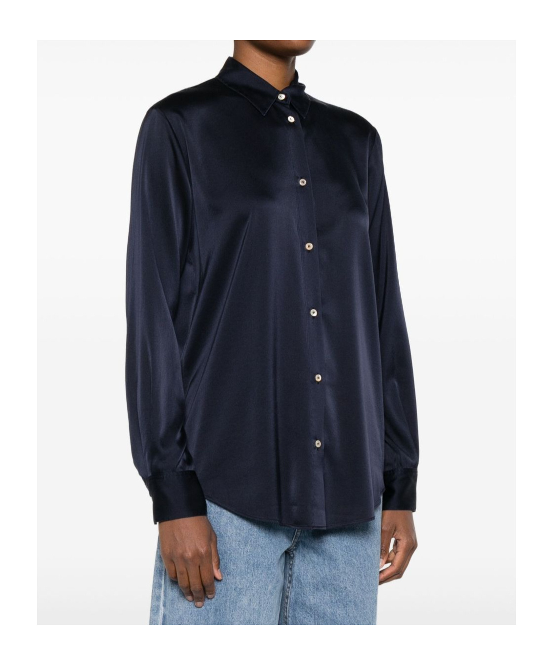 Forte Forte Luxurious Silk Blend Long Sleeve Shirt In Blue