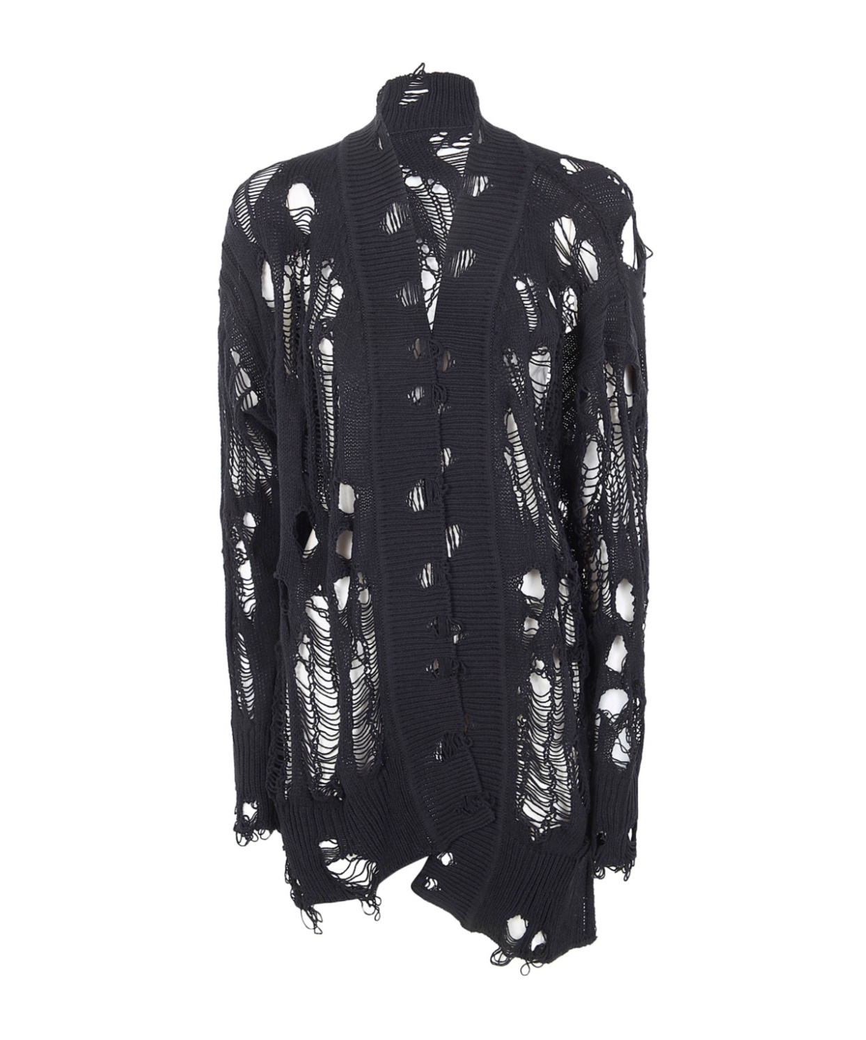 Y's Thread Knit Long Cardigan In Black