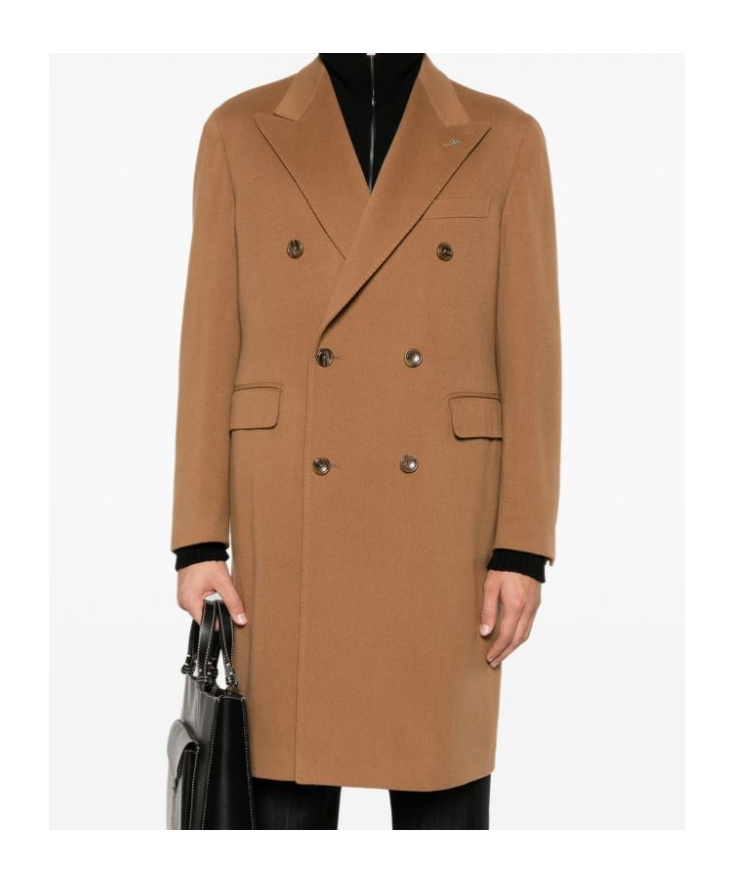 Tagliatore Double-breasted Coat In Brown