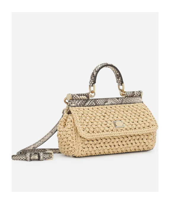 Dolce & Gabbana Small Sicily Interwoven Tote Bag In Nude