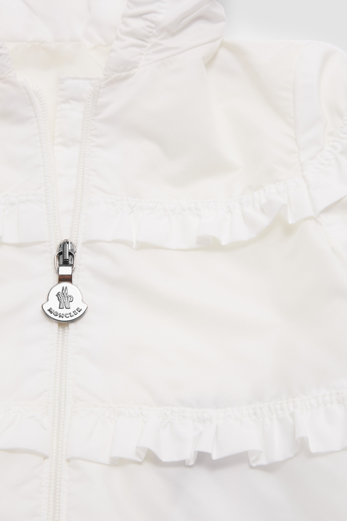 Moncler Hiti Ruffle-trim Hooded Jacket In White