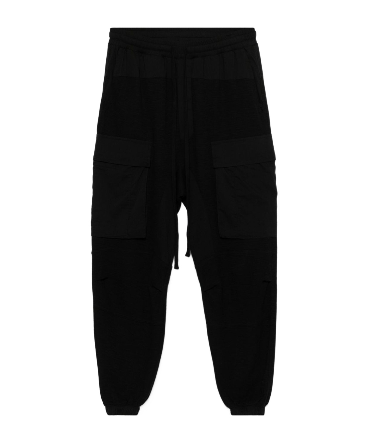 Thom Krom Black Trousers With Elasticated Drawstring Waistband In Black