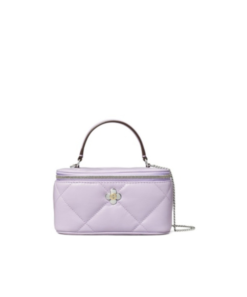 Tory Burch Kira Clover Quilted Leather Vanity Top-handle Bag In Purple