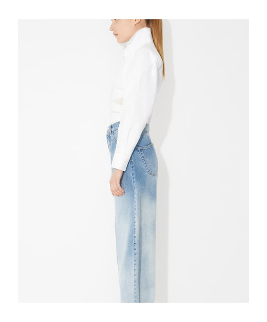 Shop Alaïa Wrap Around Cotton Shirt In White