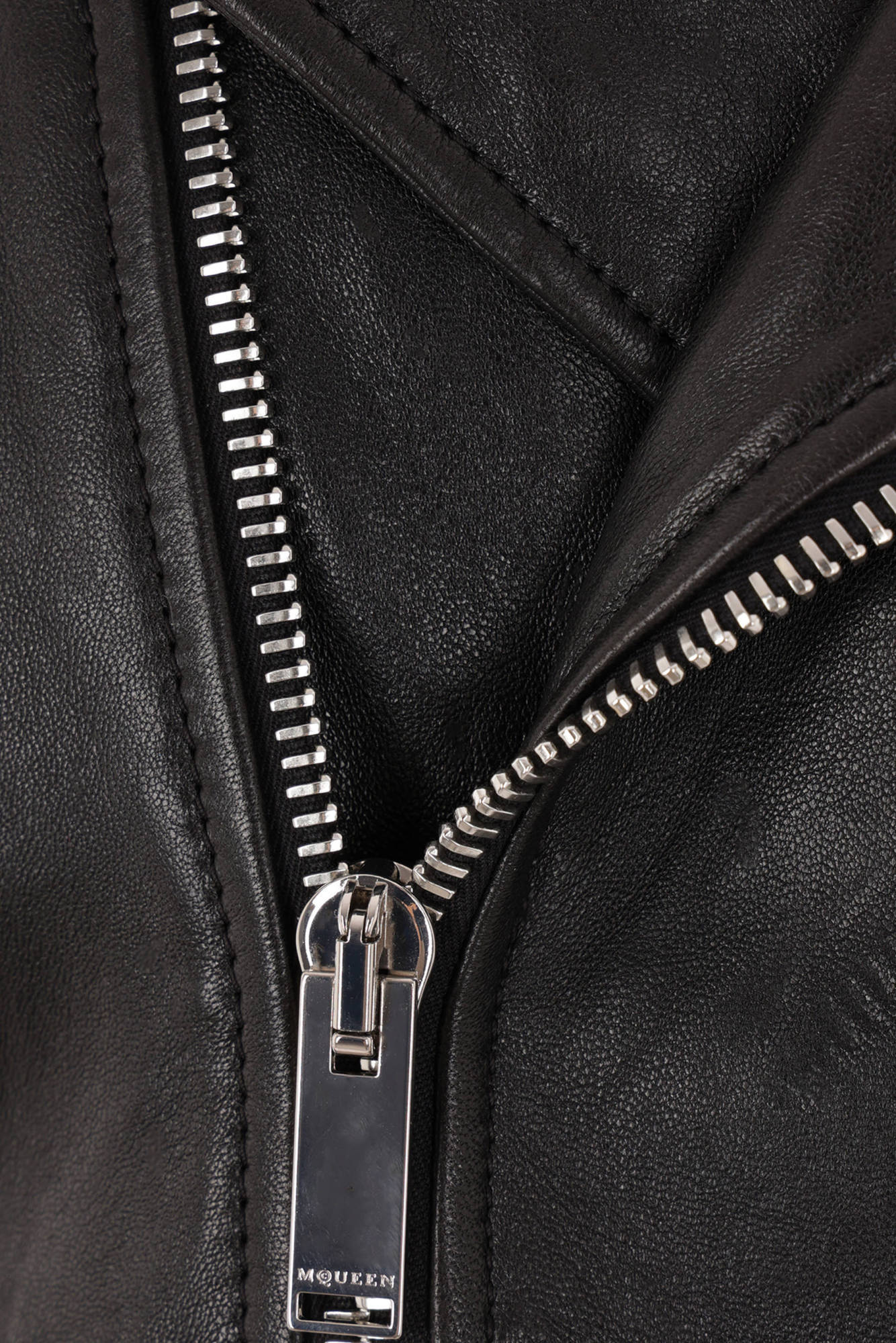 Alexander Mcqueen Grained Lamb Leather Biker Jacket In Black