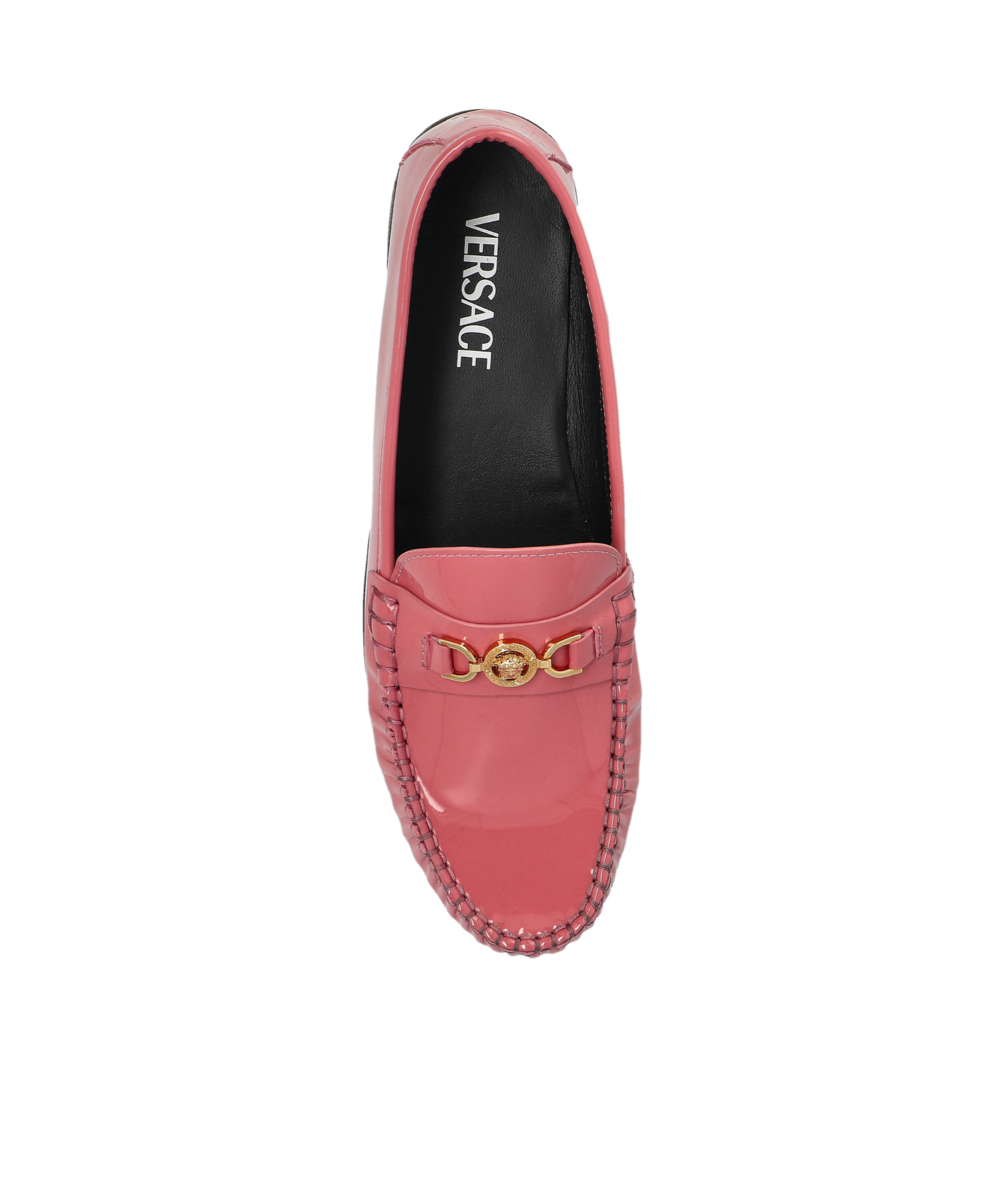 Versace Round Head Loafer Shoes In Pink