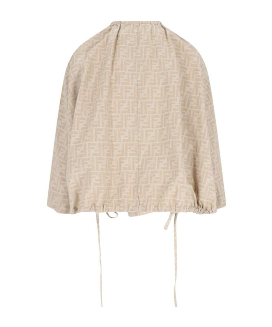 Fendi Ff-pattern Drawstring Jacket In Neutral