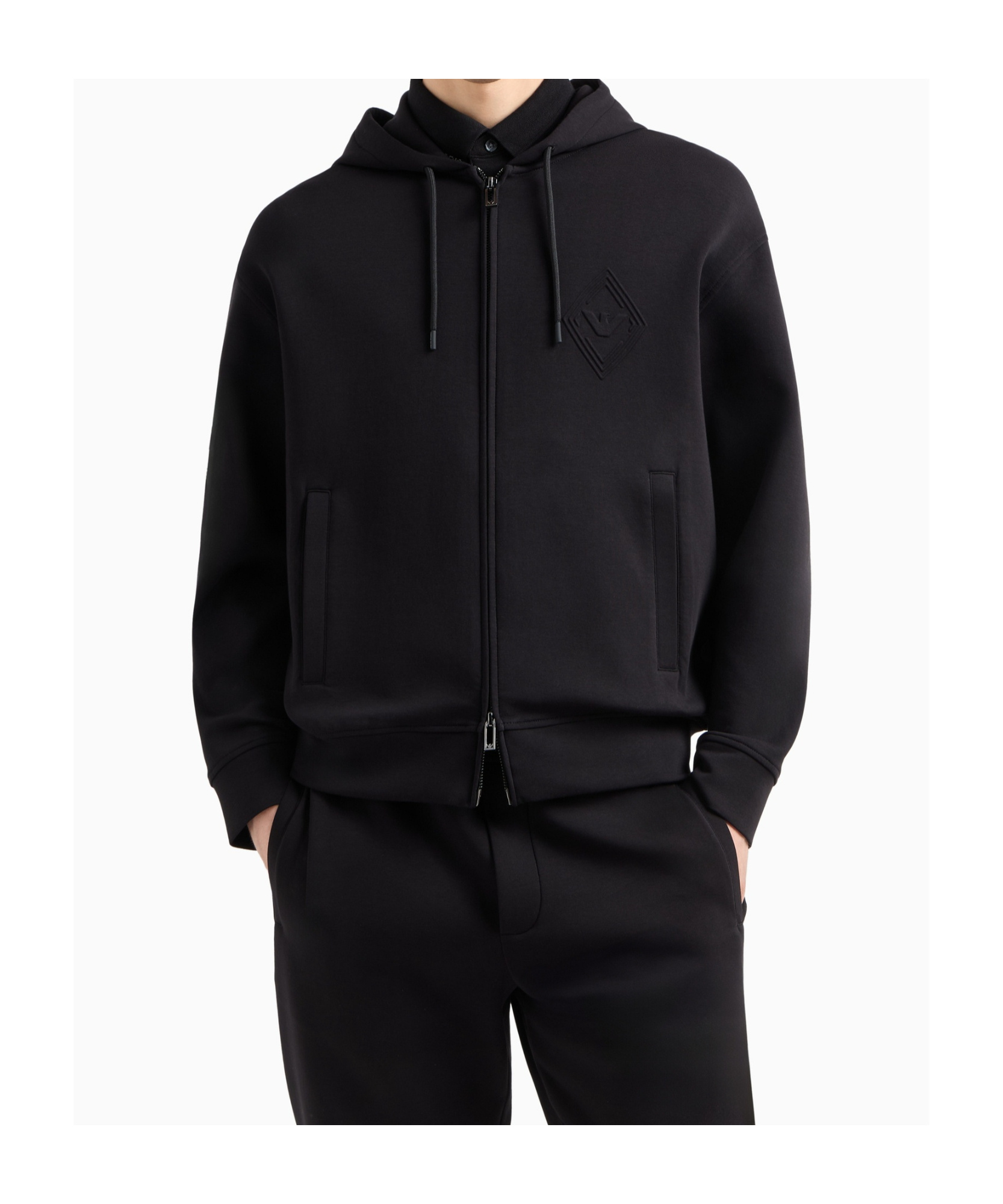 Emporio Armani Long-sleeved Hooded Hoodie In Black