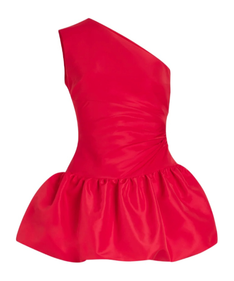 Patou One Shoulder Knee Length Dress With Asymmetric Design In Red
