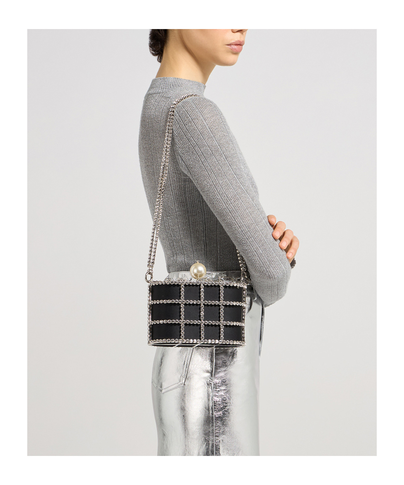 Rosantica Crystal Embellished Shoulder Bag In Black